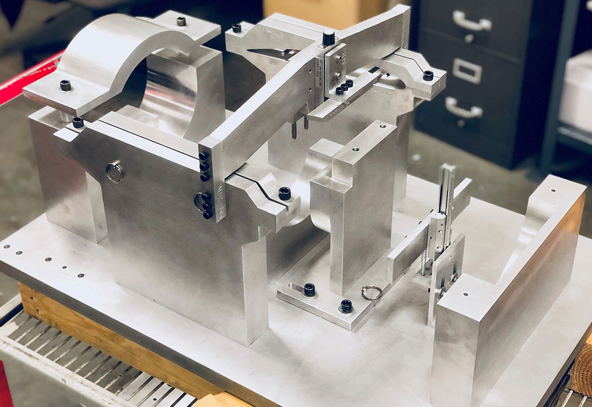 Precision-machined aluminum bond fixture built in Hydrojet's tooling department